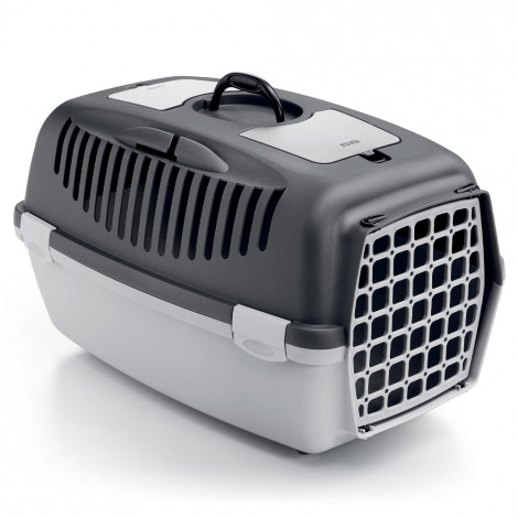 Transportadora Gulliver 3 com porta de plástico - Stefanplast - Cor do Produto: Cinzento | Medidas: 61 x 40 x 38 cm