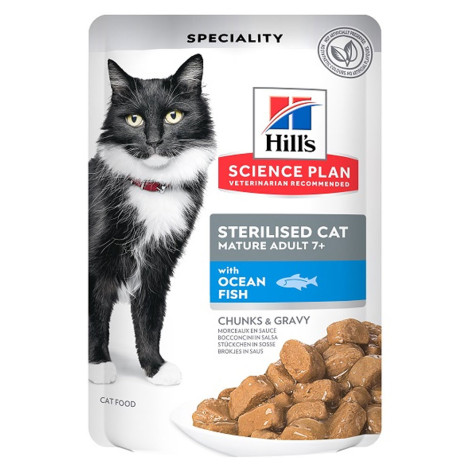 Hill's Sterilised Mature 7+ - Alimento em molho para gato senior esterilizado - Peixe do oceano - Quantidade: 85 g